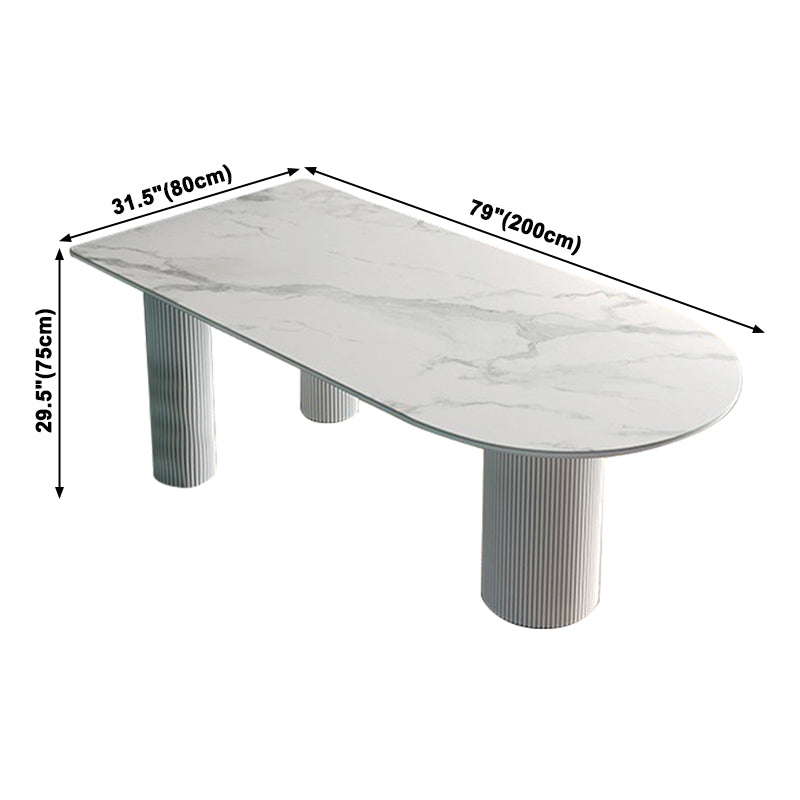 Metal Contemporary Free Form Table White Sintered Stone Table for Dining Room