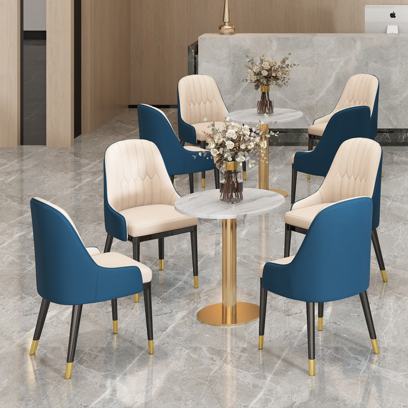 Sintered Stone White Dining Table Glam Style Pedestal Table for Dining Room