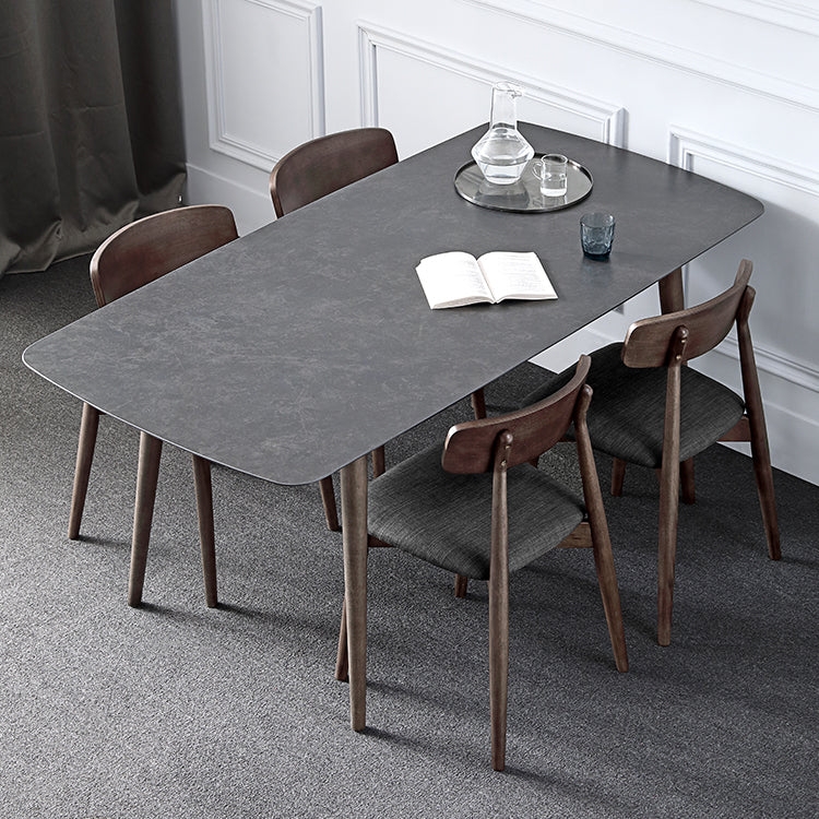 Stile contemporaneo Home Sinterizzato Sinterizzato Tavolo da pranzo Tavolo a forma di rettangolo con 4 gambe Base