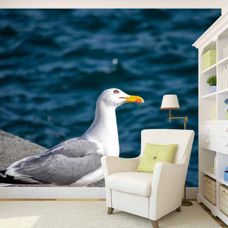 Horizontal Photography Seagull Wall Mural Decorative Mildew Resistant for Living Room