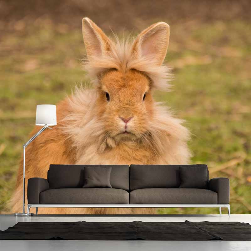 Horizontal  Photography Rabbit Wall Mural Decorative Mildew Resistant for Living Room