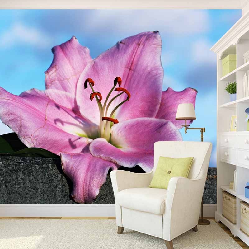 Horizontal  Photography Lily Wall Mural for Living Room Girls Women Bedroom