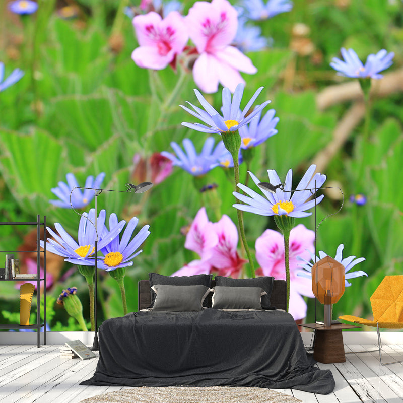 Horizontal Photography Daisy Wall Mural for Living Room Girls Women Bedroom