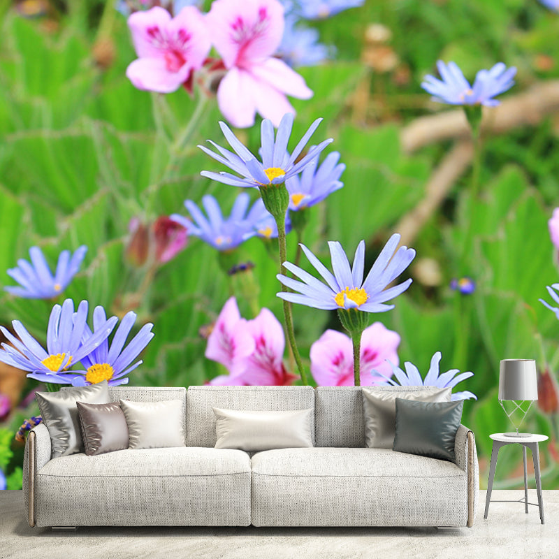 Horizontal Photography Daisy Wall Mural for Living Room Girls Women Bedroom