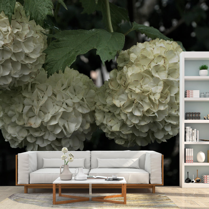 Horizontal Photography Hydrangea Bush Wall Mural for Living Room Girls Bedroom