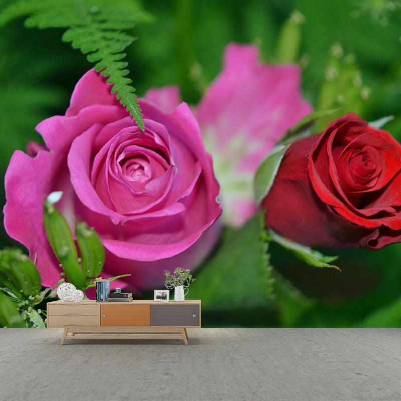 Customized Rose Wall Mural Environment Friendly Wallpaper for Guest Room Decoration