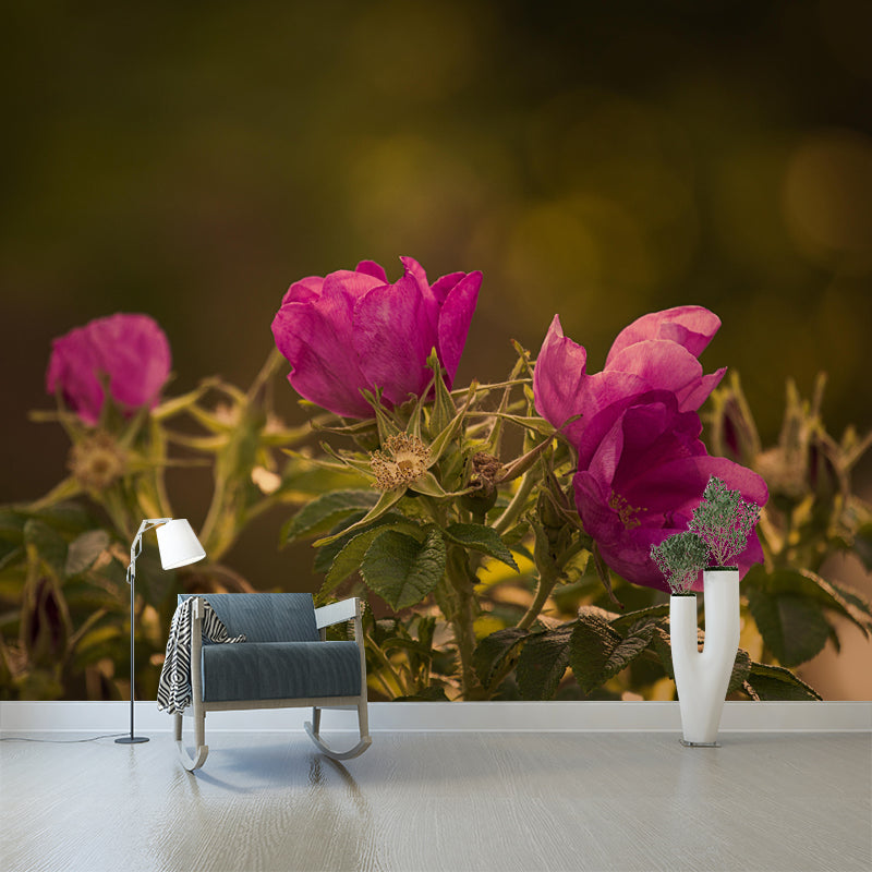 Customized Rose Wall Mural Environment Friendly Wallpaper for Guest Room Decoration