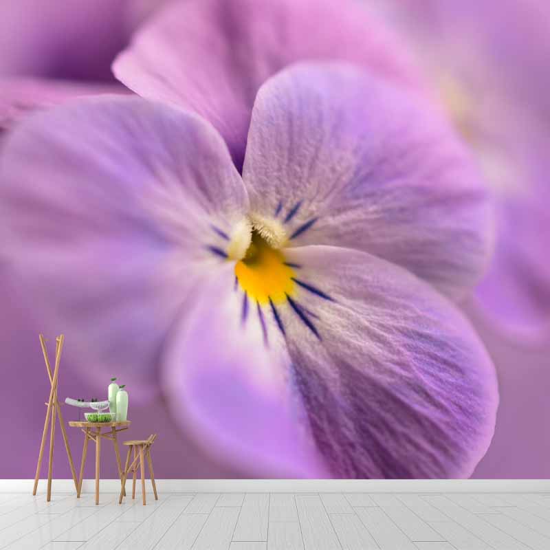 Customized Pansy Wall Mural Environment Friendly Wallpaper for Guest Room