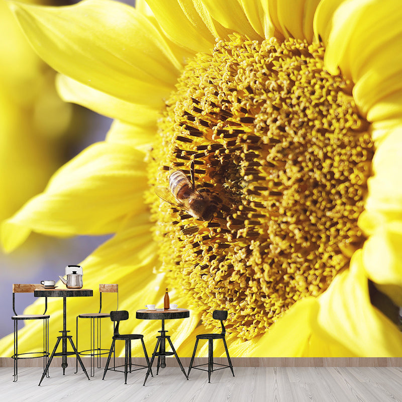 Horizontal Photography Sunflower Wall Mural for Living Room Girls Women Bedroom