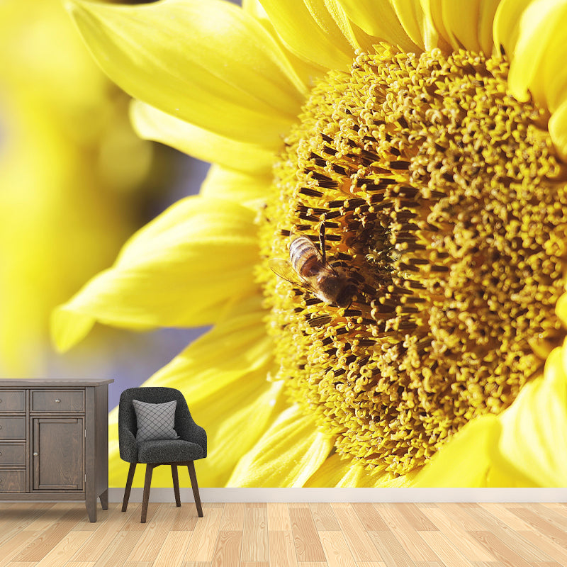 Horizontal Photography Sunflower Wall Mural for Living Room Girls Women Bedroom