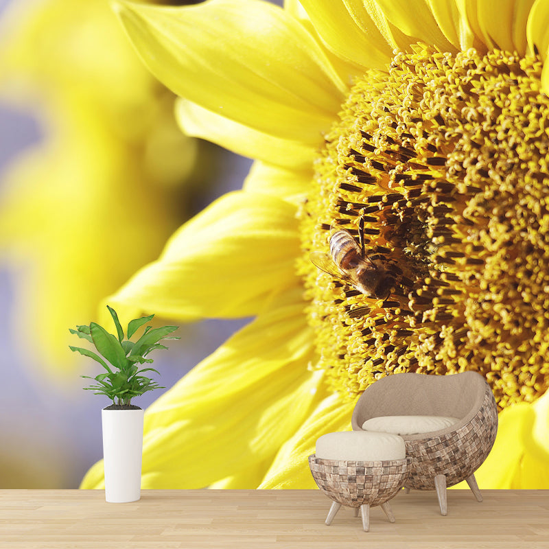 Horizontal Photography Sunflower Wall Mural for Living Room Girls Women Bedroom