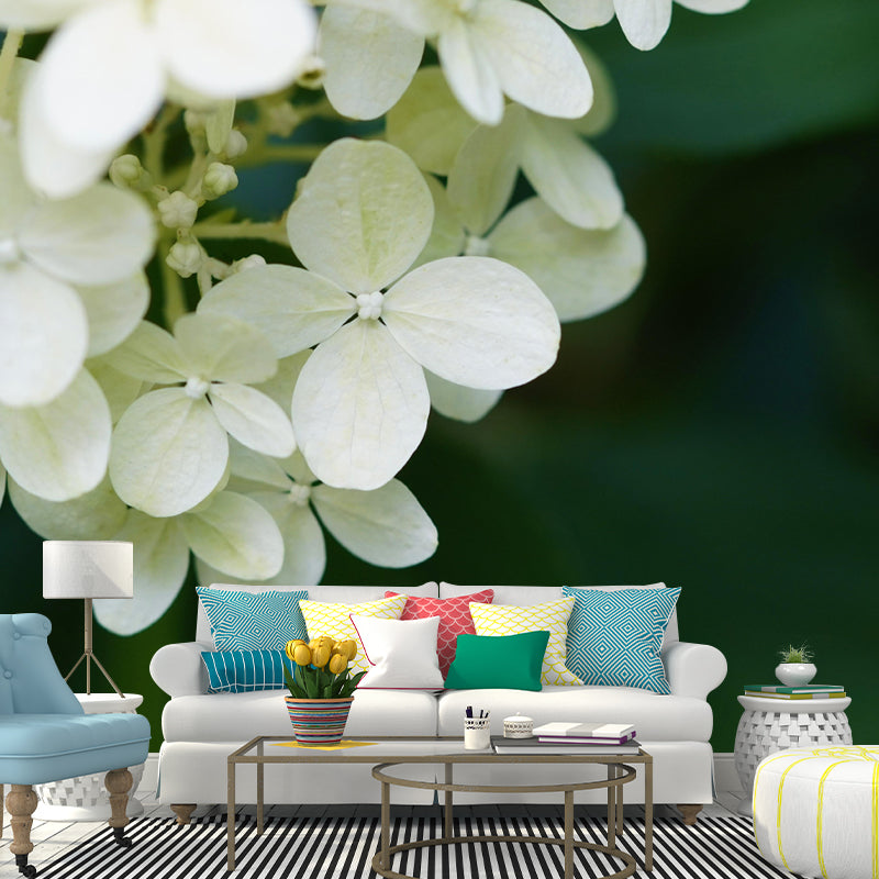 Horizontal Photography Hydrangea Wall Mural for Living Room Girls Women Bedroom