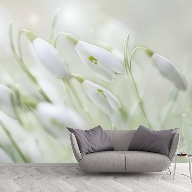 Horizontal Photography Snowdrops Wall Mural for Living Room Girls Women Bedroom