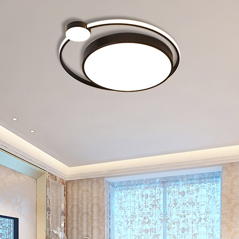 16"/19.5" Ring Flushmount Ceiling Fixture Modern Acrylic 1 Light Flushmount Lighting in White/White with Black