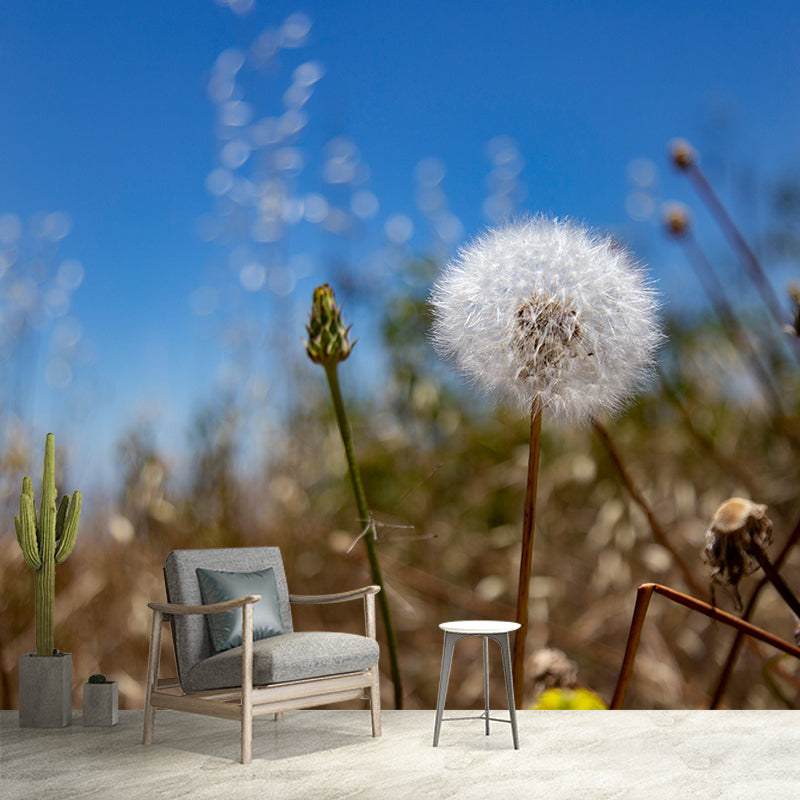 Dandelion Seeds Wall Mural Decal Moisture Resistant Home Decor in Light Color