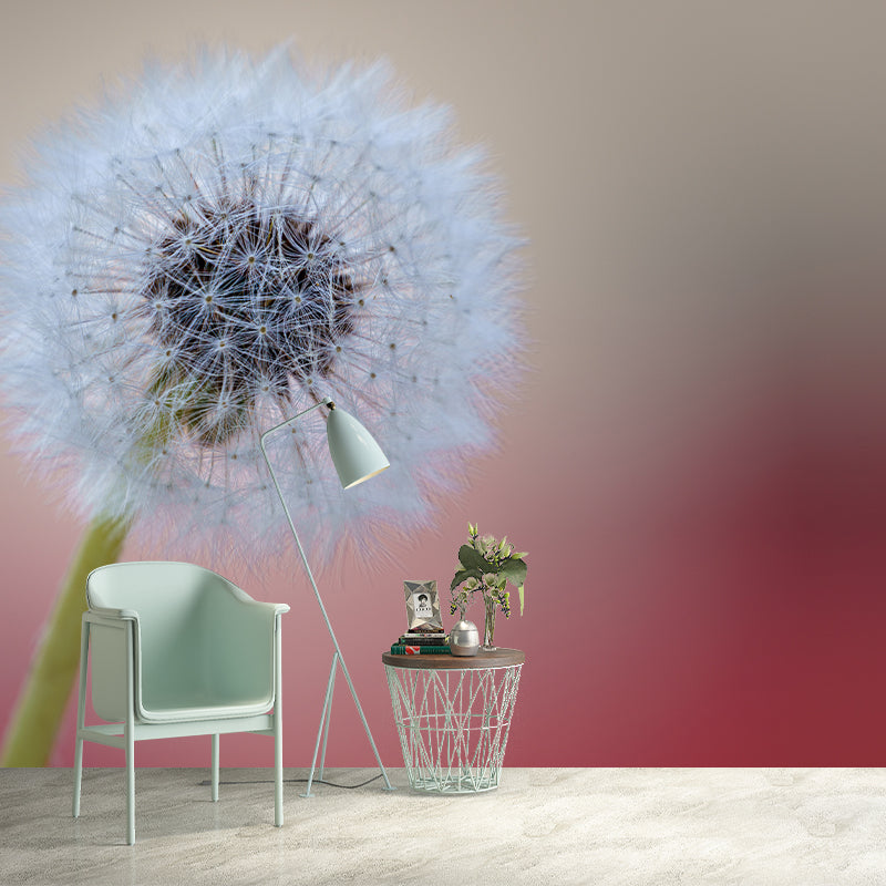 Dandelion Seeds Wall Mural Decal Moisture Resistant Home Decor in Light Color