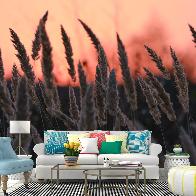 Reed Plant Mural Decal for Sleeping Room Customized Wall Covering, Waterproofing