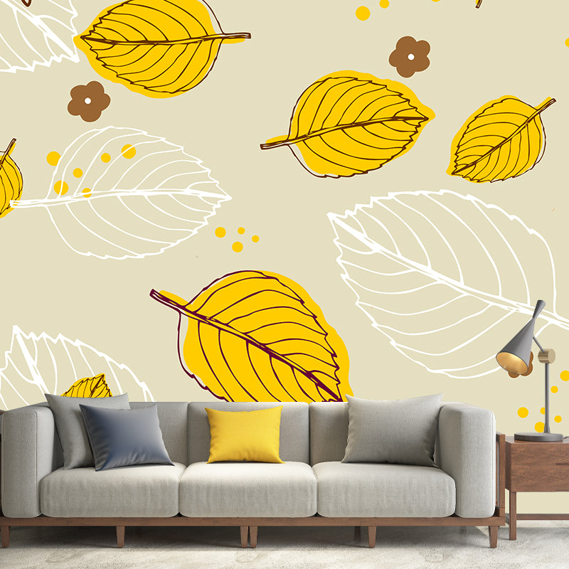 Plant Illustration Mural Wallpaper Modern Living Room Wall Decor, Made to Measure