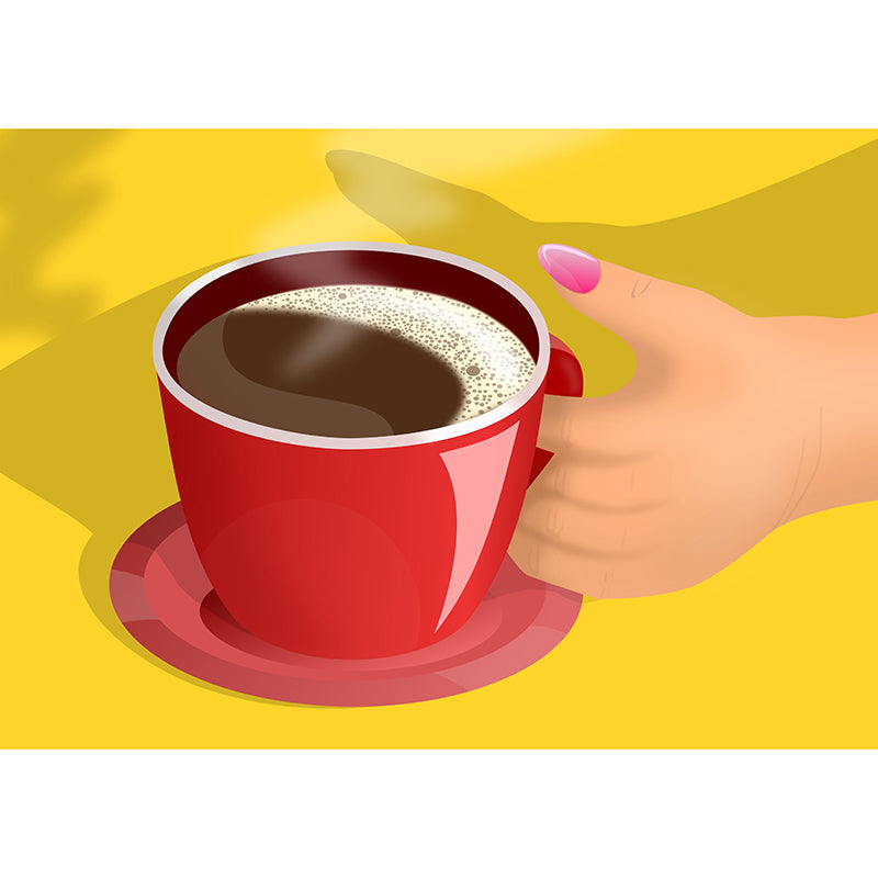 Coffee Illustration Wall Mural Contemporary Wall Decor for Coffee Shop, Water Resistant