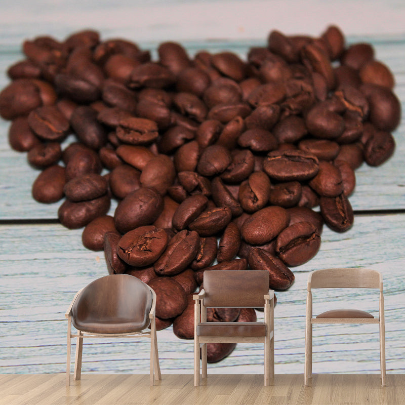 Coffee Beans Mural Wallpaper Decorative Coffee Bar Wall Art in Soft Color