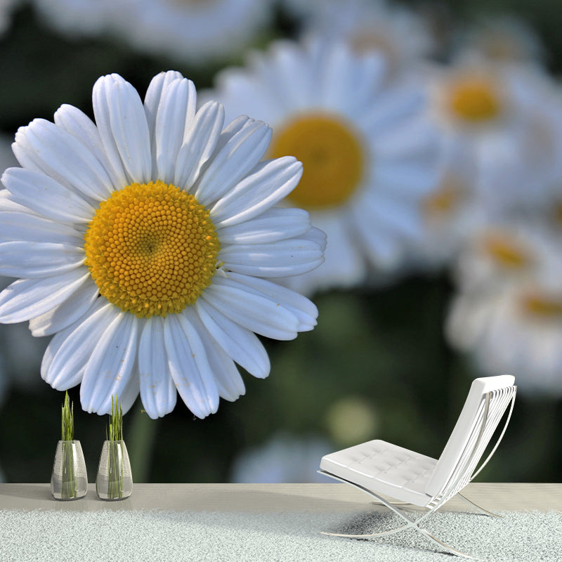 Blooming Flower Mural Modern Eco-friendly Wall Covering for Sitting Room