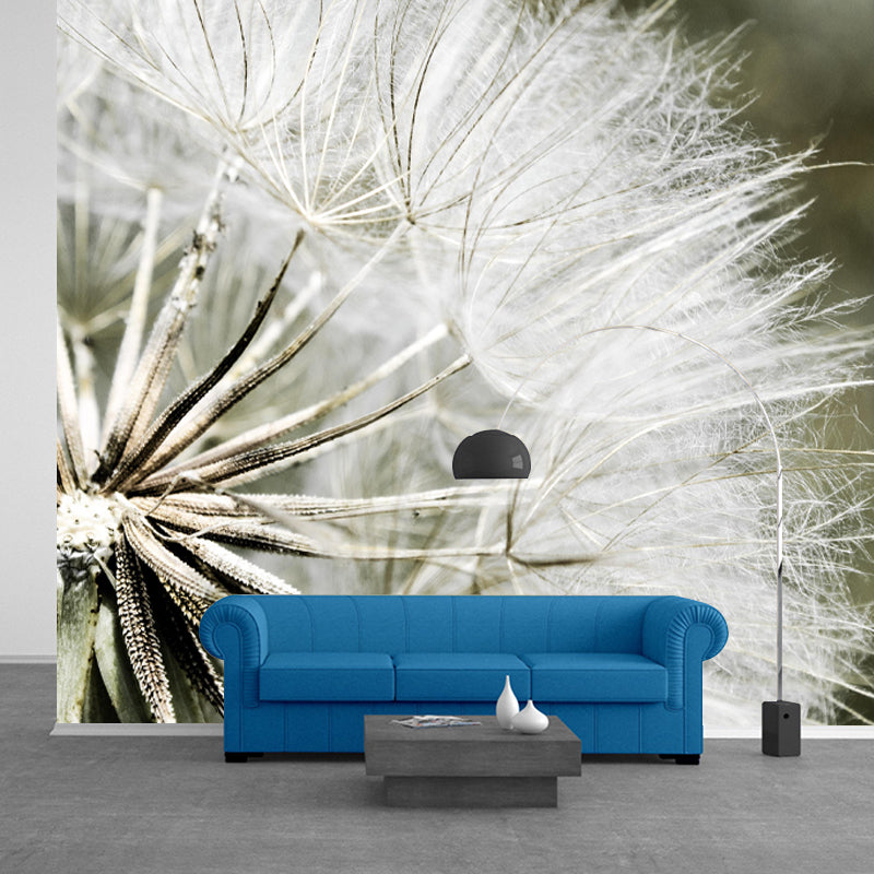 Contemporary Dandelion Mural Environment Friendly Wallpaper for Living Room
