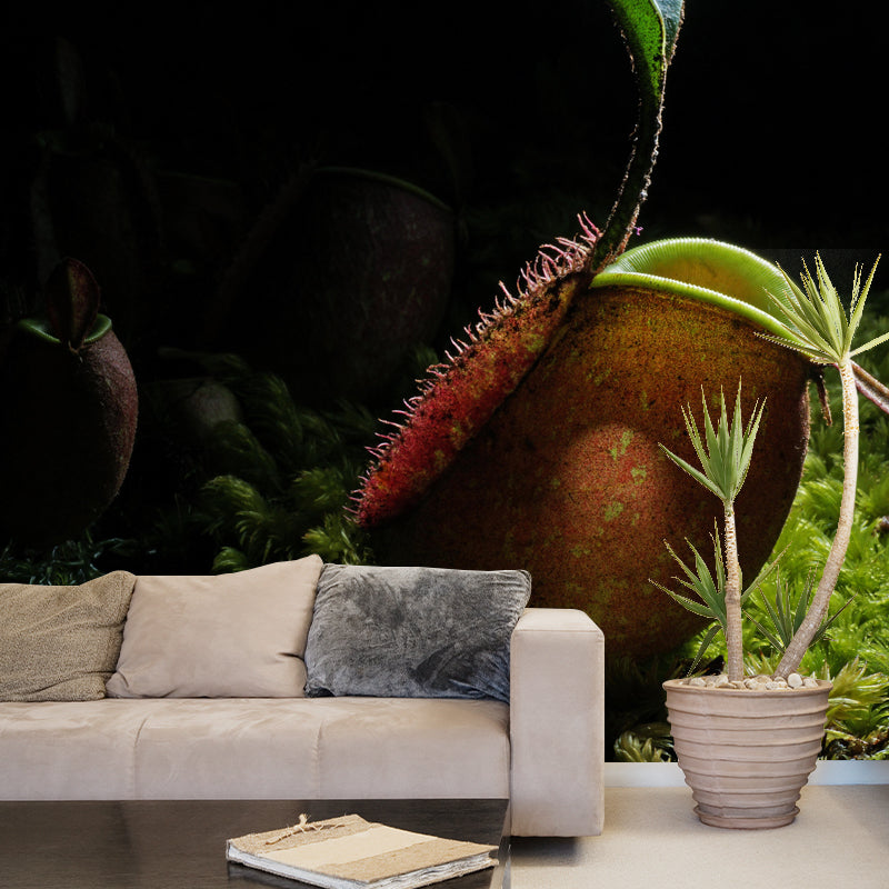 Contemporary Nepenthes Mural Environment Friendly Wallpaper for Living Room