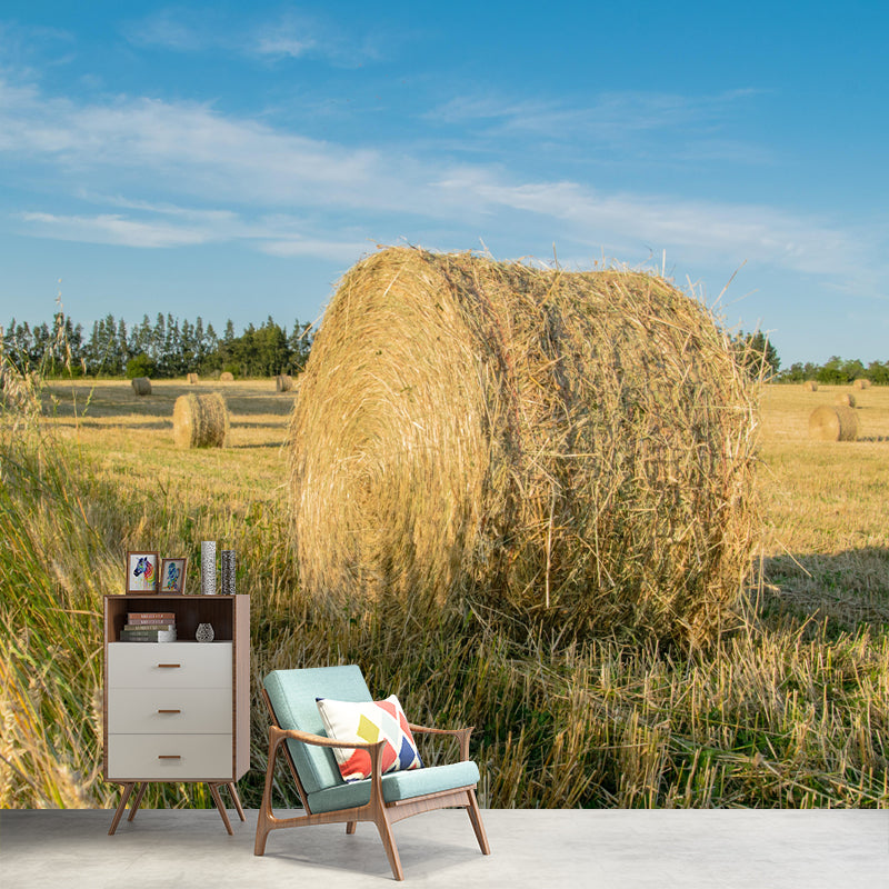 Modern Straw Bale Mural Environment Friendly Wallpaper for Living Room Decoration