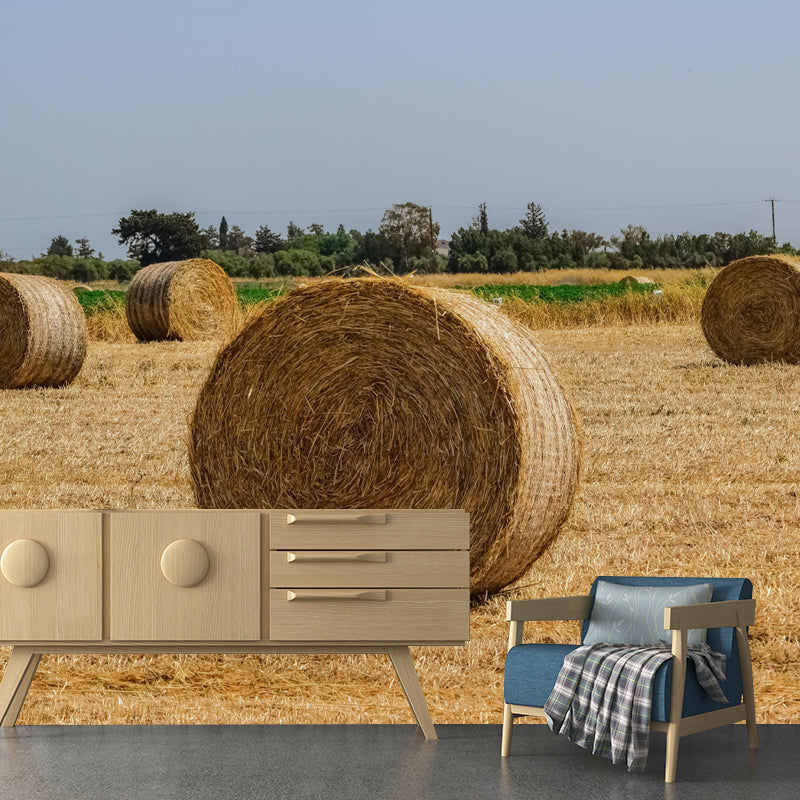 Customized Straw Bale Mural Decal Light Color Wall Decor Eco-friendly for Living Room