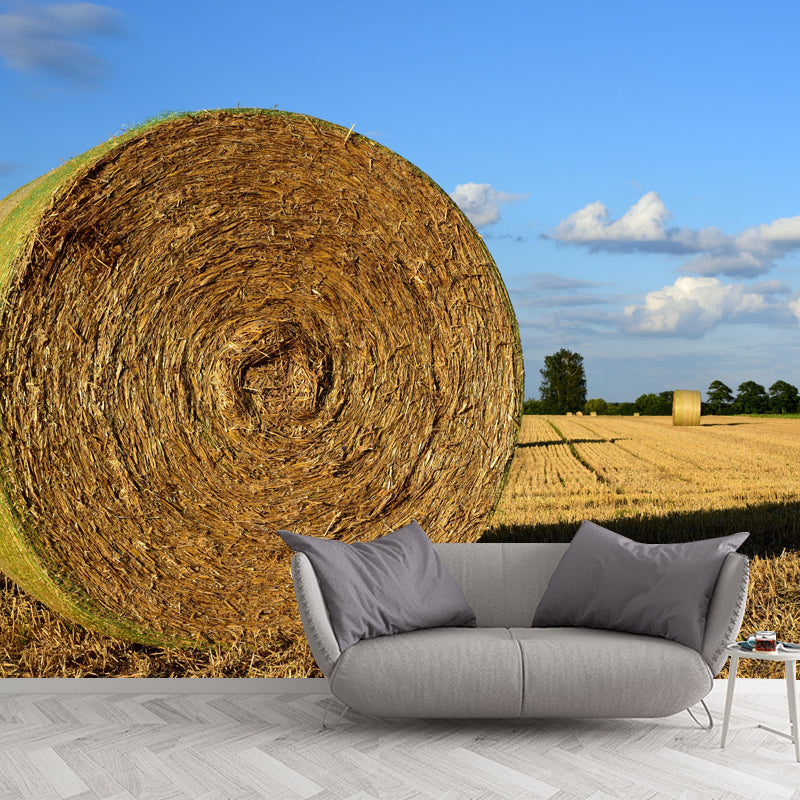 Straw Bale Mural Decal Light Color Wall Decor Mildew Resistant for Bedroom
