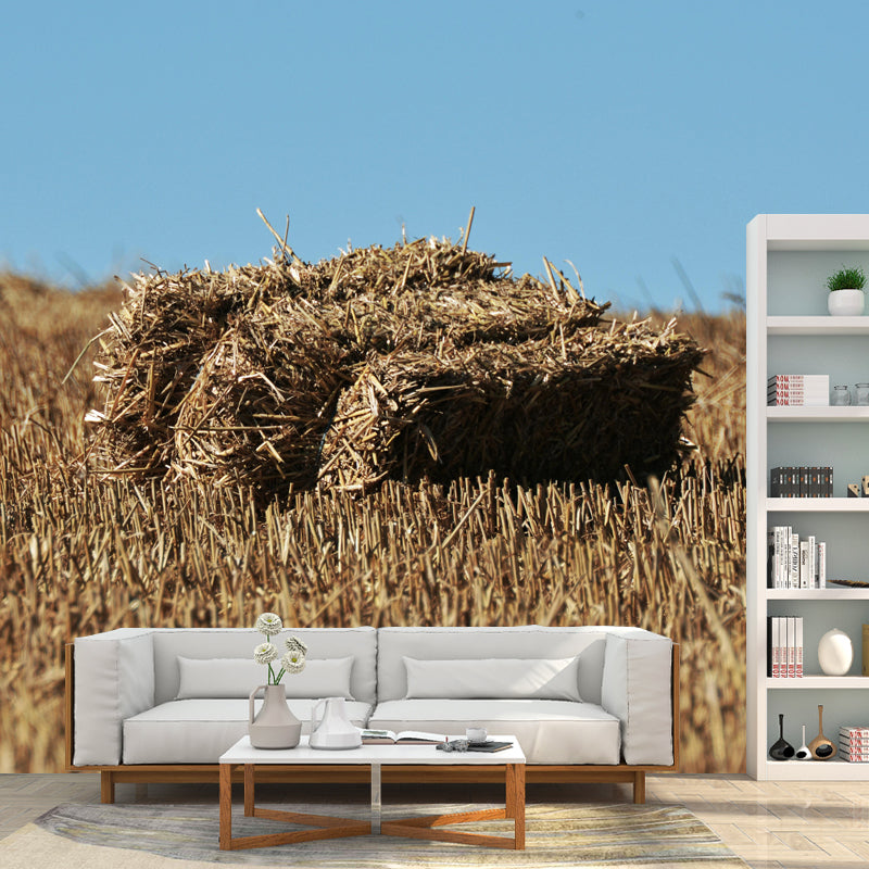 Straw Bale Mural Decal Light Color Wall Decor Mildew Resistant for Bedroom