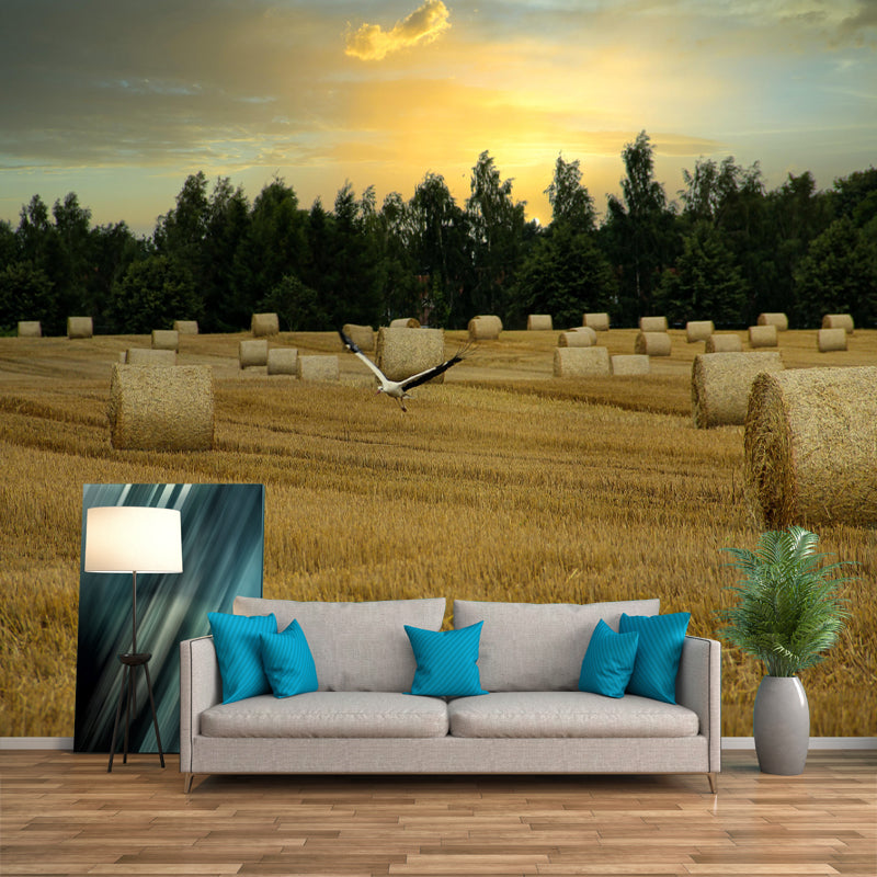 Photography Straw Bale Mural Wall Decor Mildew Resistant for Bedroom