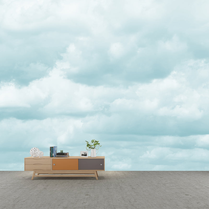 Sky Cloud Wall Mural Decal Moisture Resistant Home Decor in Light Color