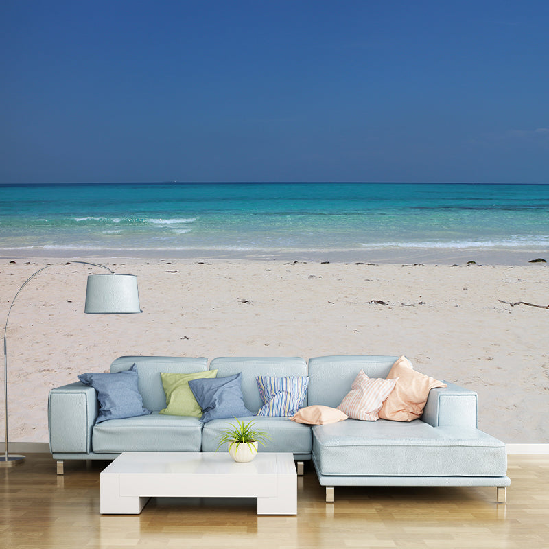 Blue Beach Modernist Wall Mural Decal for Sleeping Room, Made to Measure