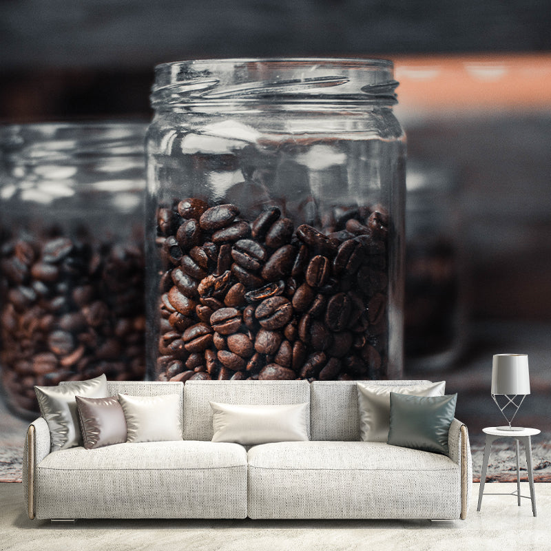 Contemporary Cafe Decoration Coffee Beans Wall Paper Murals, Made to Measure