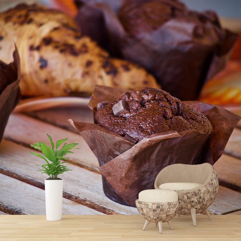 Small Desserts Wall Paper Murals Contemporary Style for Cake Shop, Water Resistant