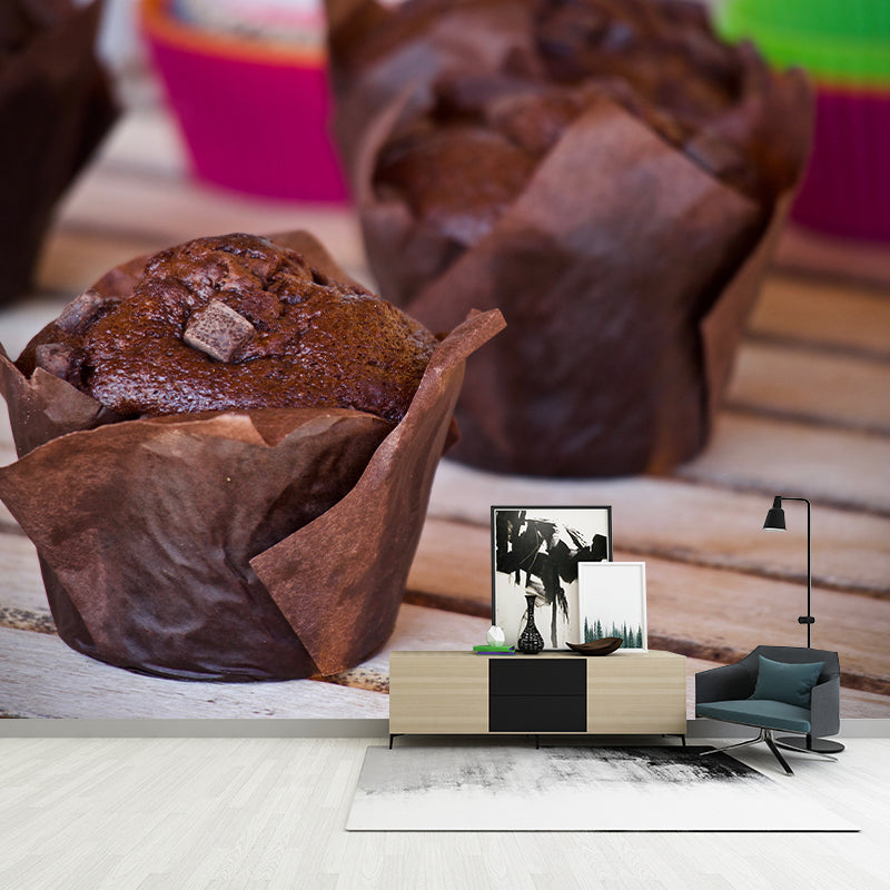 Small Desserts Wall Paper Murals Contemporary Style for Cake Shop, Water Resistant