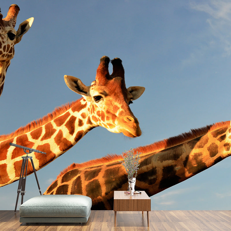 Giraffe Animal Wall Covering for Sitting Room Moisture Resistant, Made to Measure