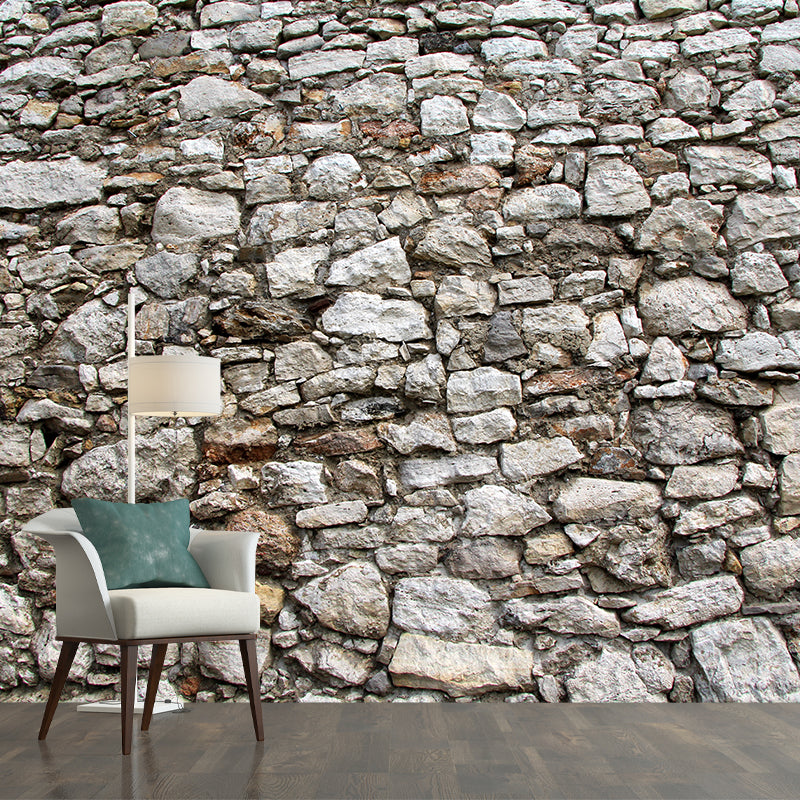 Stone Brick Wall Background Wall Covering for Living Room, Moisture Resistant
