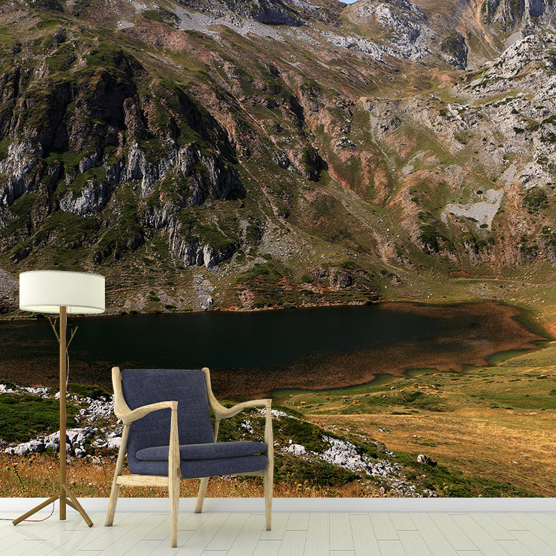 Mountain Landscape Mural Wallpaper for Living Room Bedroom Decor in Soft Color