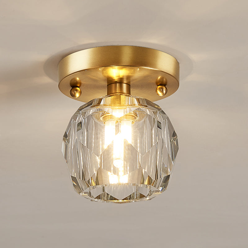 Crystal Round Ceiling Flush Mount Light Simplicity Style Ceiling Mounted Light in Gold