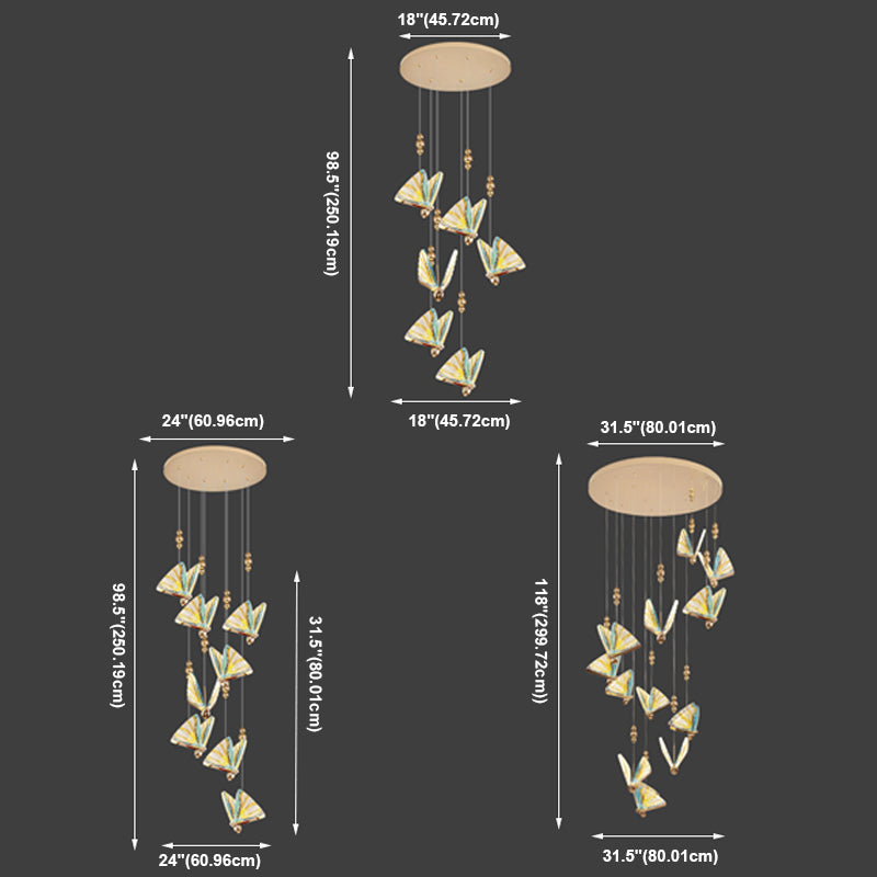Pendants à papillons multicolores