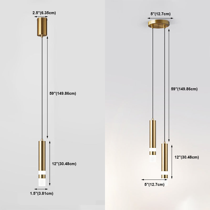 Pendre cylindrique suspension du métal LED minimaliste Aménagement d'éclairage en suspension
