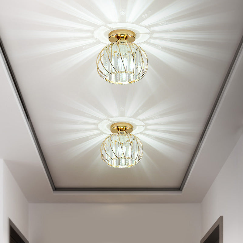 Modern Style Lantern Ceiling Mount Light Fixture Crystal Aisle Ceiling Light Fixture