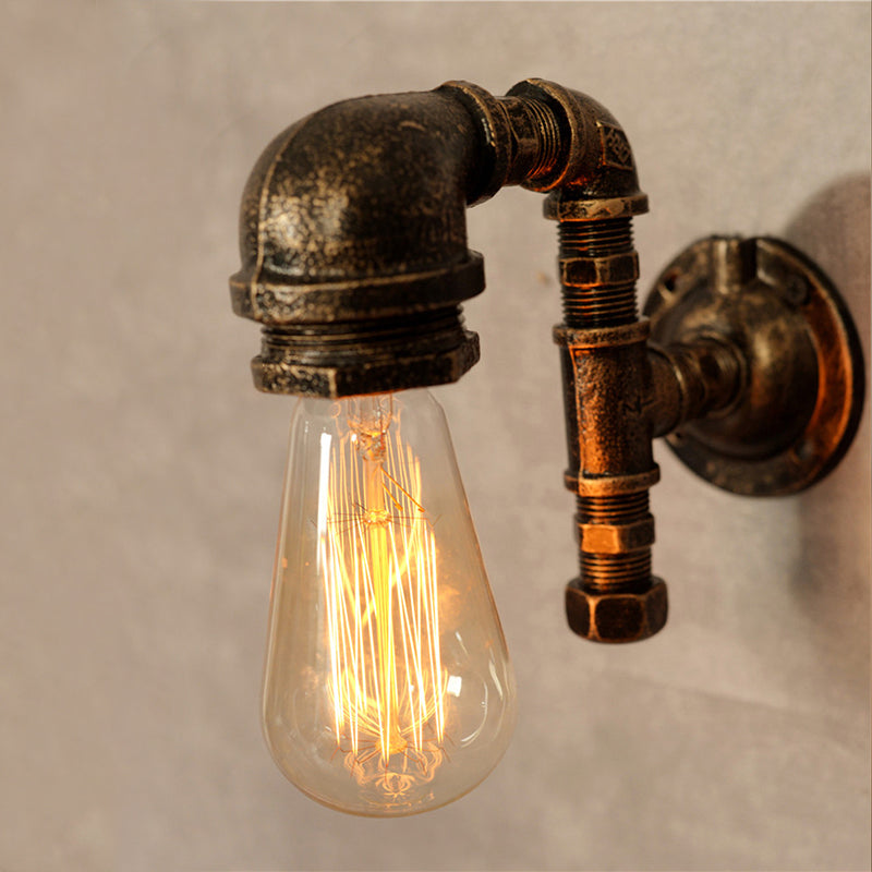 Industrial Pipe Wall Sconce Lighting Iron Wall Mounted Light Fixture in Bronze