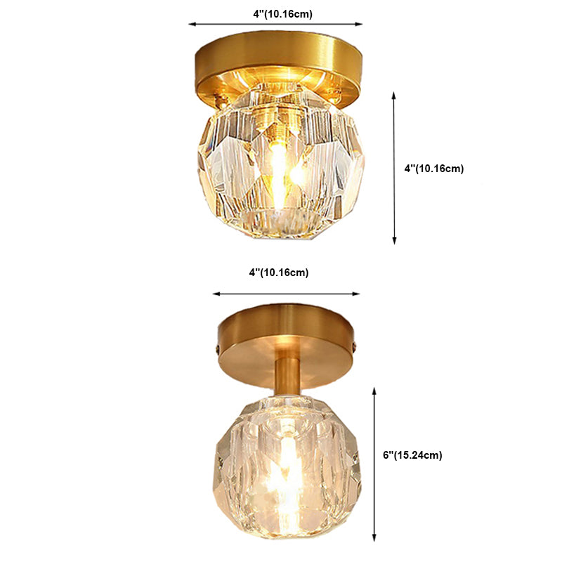 Crystal Global Ceiling Mounted Fixture Simplicity Style Gold Close to Ceiling Lamp