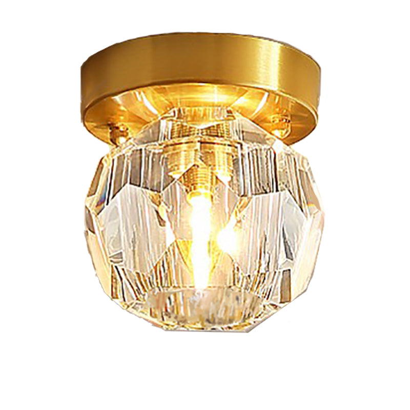 Crystal Global Ceiling Mounted Fixture Simplicity Style Gold Close to Ceiling Lamp