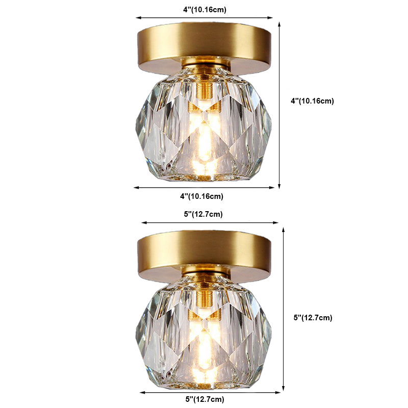 Round Ceiling Flush Mount Light Modern Crystal Aisle Close to Ceiling Light in Coppery