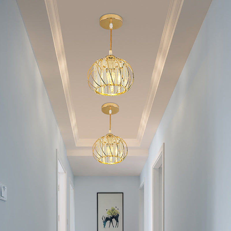 Lantern Hanging Ceiling Light Minimalist Style Crystal Hanging Pendant Light for Aisle