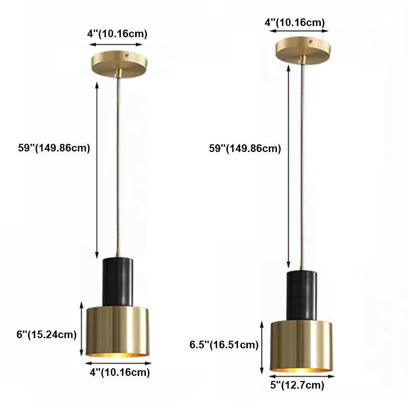 Cylindrical Ceiling Pendant Light Minimalist Style Metal Bedroom Down Lighting Pendant